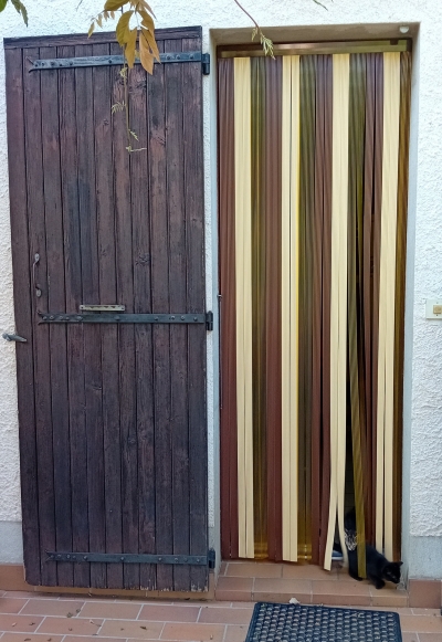 Rideau Olot à lanières plates marron, beige et Jaune