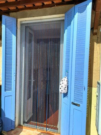 Rideau chainette Soria bleu et marron